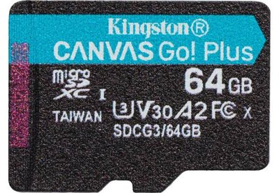 Xiaomi | Карта пам'яті Kingston MicroSDXC 64GB Canvas Go! Plus Class 10 UHS-I U3 V30 A2 + SD-адаптер 77317021 фото