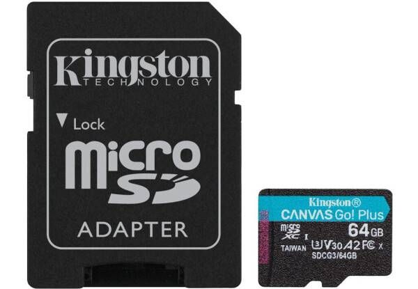 Xiaomi | Карта памяти Kingston MicroSDXC 64GB Canvas Go! Plus Class 10 UHS-I U3 V30 A2 + SD-адаптер 77317021 фото