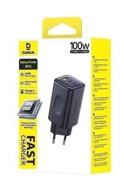 Xiaomi | Зарядний пристрій Baseus PicoGo AE11 100W Cosmic Black (E0121400) 774097 фото
