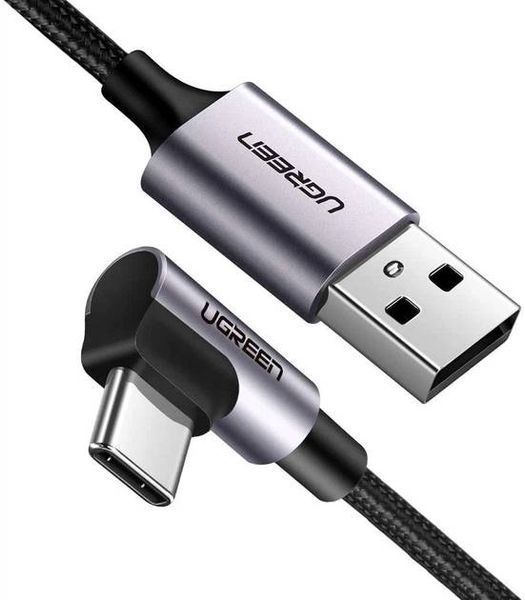 Xiaomi | Кабель UGREEN US284 Right Angle USB-A to USB-C Cable 3m (Space Gray) 774093 фото