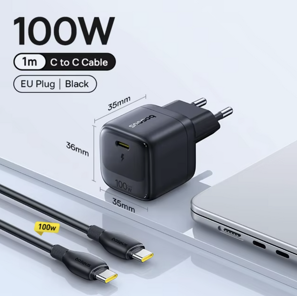 Xiaomi | Комплект зарядного Baseus EnerFill FH22 Fast Charger 100W з кабелем 1м Original 774160 фото